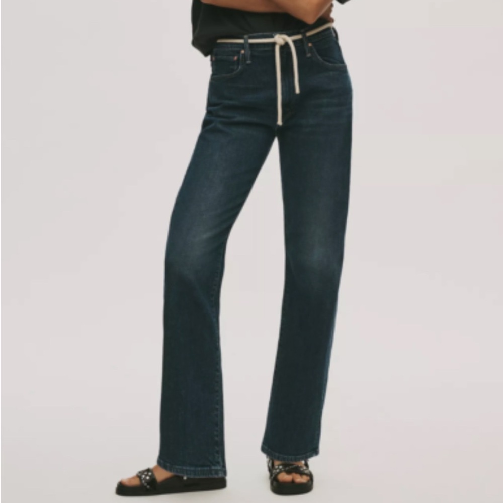 MOTHER Blue Straight Leg Jeans with Relaxed Fit